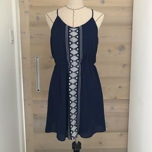 Forever 21 Chiffon Blue Western Embroidered Dress